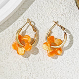 Qfdian Minimalist Acrylic Hollow Floral Earrings Unique Versatile Women Gift Accessories