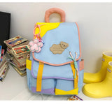 Qfdian 2025 new women Patchwork Contrast Color schoolbags High-capacity student travel bags fashion Y2k Aesthetic All Match Backpacks