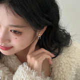 New Fashion Silvery Bow Pearl Earrings for Women High-end Silver Needle Studs Simple Elegant Party Jewelry Gifts