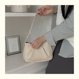 Qfdian Korean Chic Office Lady Shoulder Underarm Bag Elegant Pleated Casual Bags for Women Sweet Y2k Aesthetic Fashion Simple Handbags