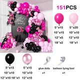 Qfdian  Hot Pink Balloon Garland Arch Kit Pastel Pink Black Latex Balloon Wedding Valentines Day Bridal Shower Birthday Party Decoration