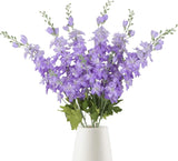 Qfdian 6pcs Blue Delphinium Artificial Flowers Long Stem Larkspur for Wedding Centerpieces Floral Arrangements Home Vase Decor