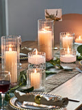 Qfdian Ribbed Glass Hurricane Candle Holders Home Decor Pillar Candles Glass Vase Floating Candle Wedding Ornaments