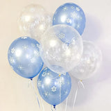 Qfdian  Christmas Decorations Snowflake Latex Balloon White and Blue Winter Wonderland Ice Snow Party Supplies Christmas Birthday Decor
