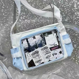 Qfdian Y2k Aesthetic Patchwork Contrast Color Crossbody Bag All Match Preppy Trendy Casual Ita Bags Women Transparent Ins Shoulder Bags