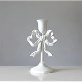 Qfdian French Retro Pink Bow Candle Holder Decoration Dining Table Club Villa Decoration Crafts Wedding Photography Candle Props