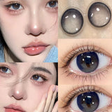 Qfdian Color Contact Lenses Dark Black Myopia Lenses with Diopters Enlarge Bright Power Cosmetic Contact Lenses Monthly