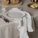 Qfdian 4Pcs White 45x45cm Ruffles Napkins for Birthday Wedding Party Baby Shower Tea Restaurant Christmas Table Placemats Dinning Decor