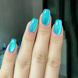 Qfdian 24Pcs Gradient White Fake Nail Short Square Ballet Simple False Nails Press on Wearable Nude Nails Art Full Cover Manicure Tips