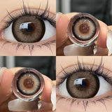 Qfdian 2Pcs Korean Nature Brown Colored Contact Lenses with Prescription Myopia Degree0.00-8.00 For 2024 New Lens Hot Sale