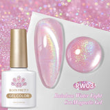 Qfdian 10ml Rainbow Purple Water Light Cat Magnetic Gel Nail Polish Shining Super Sliver-light Holographics Soak Off UV Gel