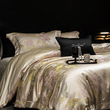 Qfdian Brocade Jacquard Egyptian Cotton Patchwork European Luxury Bedding Set Duvet Cover Set Flat/Fitted Bed Sheet Pillowcases 4Pcs