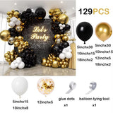 Qfdian  Black Gold Silver Balloon Garland Arch Kit Metallic Gold Chrome Silver Balloons Graduation Birthday Party Decorations New Year