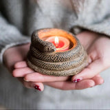 Qfdian  ‌Coil Snake Ornaments Candlestick Base Figurine Candle Cup Ware Creative Festival Gift Concrete Craftwork Home Garden Decor