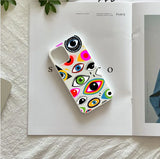 Qfdian  Lucky Eye Blue Evil Eye Print Phone Case for iPhone 16 15 14 13 12 11 Pro Max Mini X XS SE 7 8 Plus 16E Shockproof Cover Fundas