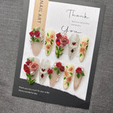 Qfdian Elegant Floral Pearl Press on Nails with Rhinestones False Nails for Wedding Party Date Romantic Glamorous Acrylic Nails for Wom