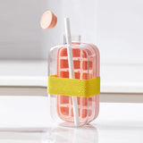 Qfdian  2-in-1 With Straw Water Bottle Ice Cube Silicone Tray Food-grade Ice Make Pressing Mould Ice Drink Cup Outdoor Fruit Juice Cup