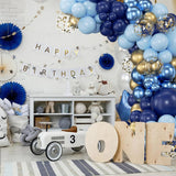 Qfdian  Navy Blue Balloon Garland Arch Kit Macaron Blue Metal Gold Confetti Balloons Birthday Party Baby Shower Gender Reveal Decoration