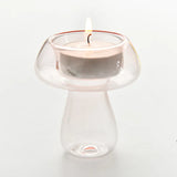 Qfdian  Creativity Mushroom-Shaped Candle Holder Glass Candlesticks Cute Room Decoration Desktop Ornament Home Decoration Ambiance Gifts