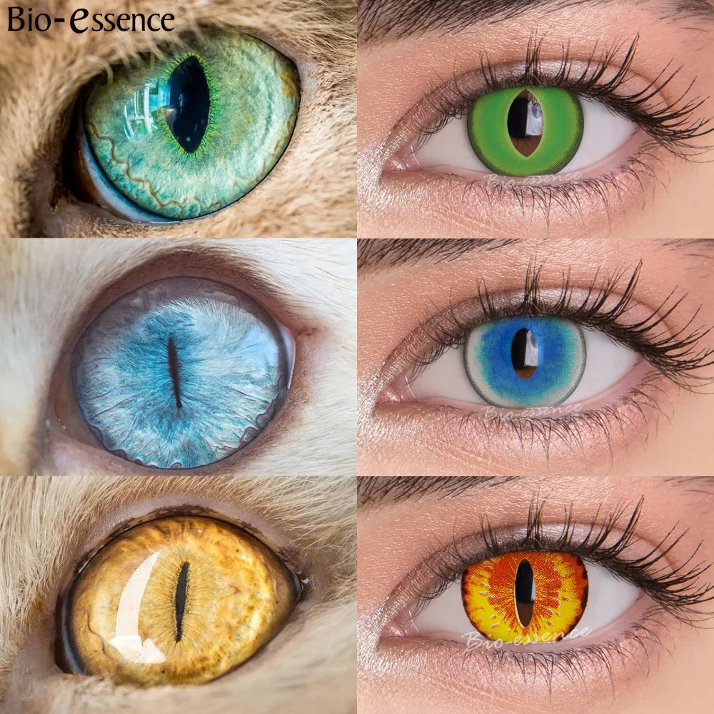 Bio-essence 1 Pair Cosplay Contact Lenses for Eyes Halloween Cat Eye Contacts Anime Accessories Snake Eye Lenses Lizard Lenses