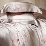 Qfdian Flower Jacquard Color Blocking Luxury Bedding Set Lyocell Cotton Soft Silky Duvet Cover Flat/Fitted Bed Sheet Pillowcases 4Pcs