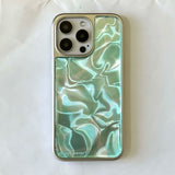 Qfdian Blue water-wave motting summer fundas for iphone 14pro 12 13 15promax 15 15pro 14 pro max 13pro 12pro ilvery frame phone case