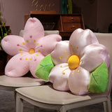 Qfdian  Pink Cherry Blossom Petal Cushion Bedroom Living Room Office Car Decor Sakura Pillow Plush / Ice Silk Sofa Waist Cushion