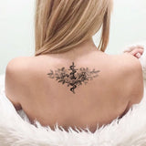 Qfdian  10pcs Waterproof Temporary Tattoo Sticker Cross Snake Wolf Unicorn Rose Moon Body Art Arm Fake Tattoos Sleeve Women Men Hand Leg