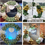 Qfdian  Sage Green White Gold Balloon Garland Arch Kit Green White Latex Balloons Birthday Baby Shower Gender Reveal Wedding Party Decor