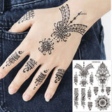 Qfdian  Waterproof Temporary Tattoo Stickers  Mandala Lace Hand Finger Wedding White Fake Tatto Flash Tatoo Body Art for Women Bride