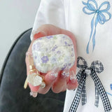 Qfdian  Transparent purple flower is suitable for Apple airpods4th generation Bluetooth headset case Airpodspro2nd generation