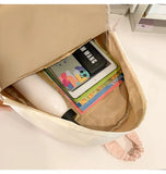 Qfdian Contrast Color Patchwork Pleated Backpacks College Casual Travel Bags for Women Y2k Aesthetic All Match Trendy Simple Schoolbags