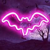 Qfdian  Halloween Ghost Shaped LED Neon Light USB Rechargeable Battery Powered Night Lamp for Wall Window Door Decor Romantic Atmosphere