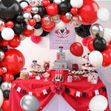 Qfdian  Red Black Balloons Garland Arch Kit White Metallic Silver Black Red Confetti Latex Balloon Graduation Birthday Party Decorations
