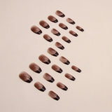 Qfdian  24PCS Fake Nails French Women Press Nails, Small Fresh Short Nails Removable Artistic Wearing Nails.