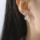 Qfdian  Fashionable and luxurious fish tail artificial gemstone earrings, retro daily banquet party earrings, wedding jewelry gifts