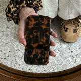Qfdian Brown Amber Retro Leopard Print Tpu Gloss Phone Case For iPhone 17 16 15 14 13 12 11 Pro Max 14/15 Plus 17 Air Soft Back Cover