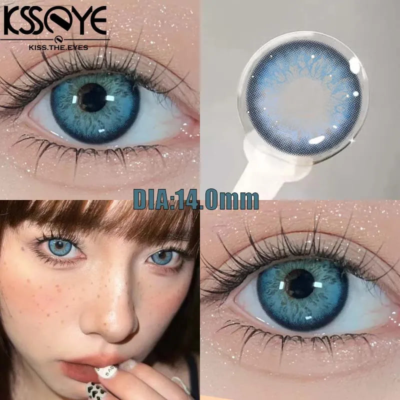 Qfdian 1 Pair New Style Colored Contact Lenses with Diopter Myopia Eyes Pink Contacts Lens Beauty Puppiletes Makeup Yearly