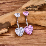 Qfdian  Fashion Internal Thread Belly Button Rings Heart Stainless Steel Belly Piercing Crystal Silver Body Jewelry Party Decoration