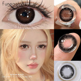 Qfdian  1 Pair Big Eyes Colored Contact Lenses Natural Brown Eyes Lens Gray Pupils Eyes Makeup Korean Style Contact Yearly Use
