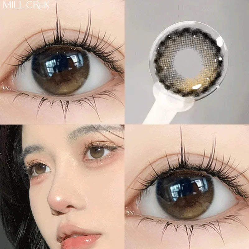 Qfdian 2PCS Yearly Use Colored Contact Lenses for Eye Natural Pupils Grey Contact Lenses Beauty Cosmetics High Quality Lens