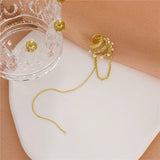 Luxury Crystal French Imitation Pearl Long Tassel Earrings Without Pierced Ear Cuff For Women Girl Fashion Ear Clip Jewelry