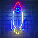 Qfdian  Rocket Neon Lights Neon Signs Bar Party Wall Hanging Light for Shop Window Xmas New Years Home Decor Neon Lamp USB Powered