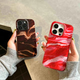 Qfdian Summer hot red motting phone case for iphone 14pro 15pro 15 pro max 13pro 12 14 13 shiny chocolate color shockproof shell fundas