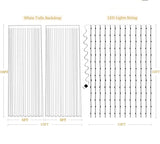 Qfdian  4 Panels-5ft x 10ft Ivory Tulle Backdrop Curtains with Lights String for Parties,Wrinkle Free Sheer Curtain with Lights Wedding