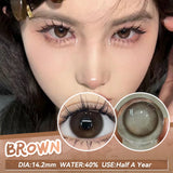 Qfdian  2PCS New Gray Prescription Contact Lenses Fashion Pupils Cosmetics Eye Color Lenses Myopia Colored Contact Lenses Brown