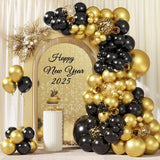 Qfdian  99pcs Black Gold Balloon Arch Garland Kit New Year Decor Metallic Gold Confetti Ballon Graduation Birthday Party Decoration