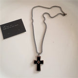 Qfdian  Gothic Trendy Y2K Black Cross Love Heart Pendant Rope Chain Necklace For Women Men Fashion Hip Hop Rave Gift Jewelry Accessories