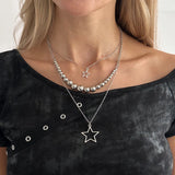 Qfdian  Trendy Y2K Star Pendant Necklace Simple Multi layered Metal Chain Necklace Women's Charm Statement Jewelry Gifts