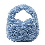 Qfdian Japanese Sweet Girls Pleated Ruffled Top-Handle Bags Fairy All Match Women Chic Clutches Trendy Y2k Aesthetic Purse and Handbags